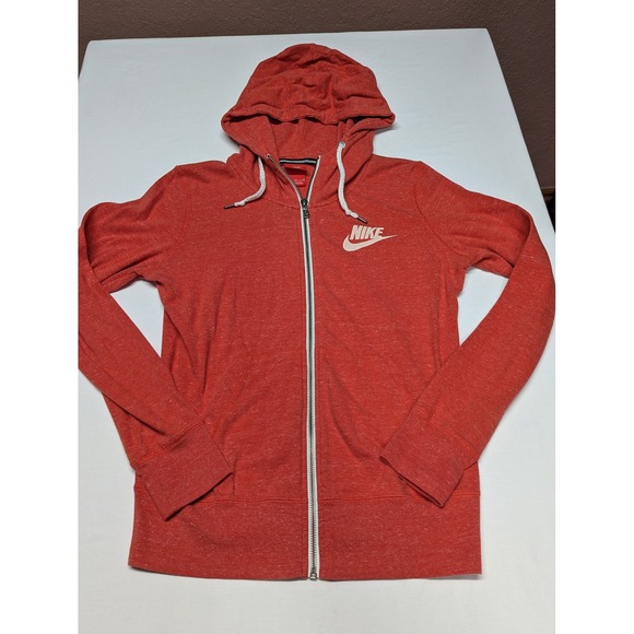 Nike Tops - Nike Sportswear Gym Vintage Full Zip Hoodie Red Heather Womens Medium Logo
